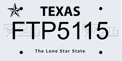 FTP5115 Texas License Plate