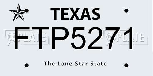 FTP5271 Texas License Plate