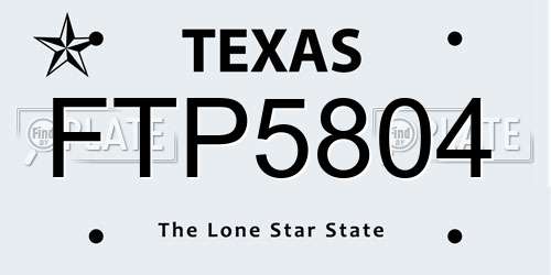 FTP5804 Texas License Plate