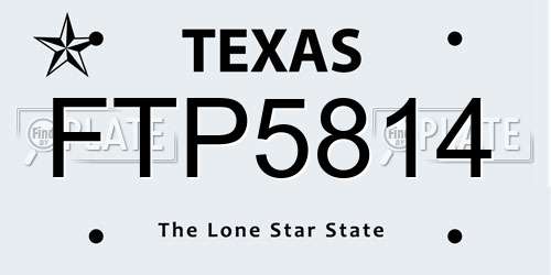 FTP5814 Texas License Plate
