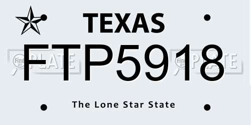 FTP5918 Texas License Plate
