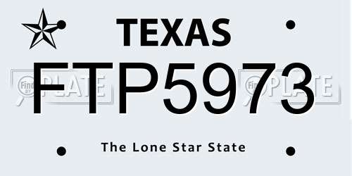 FTP5973 Texas License Plate