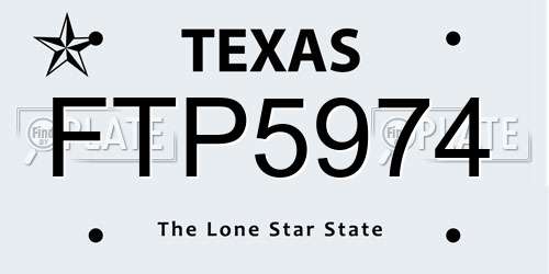 FTP5974 Texas License Plate