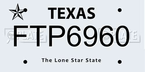 FTP6960 Texas License Plate