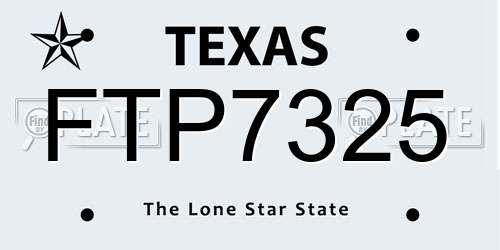 FTP7325 Texas License Plate