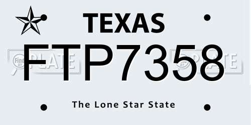 FTP7358 Texas License Plate