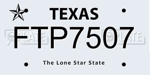 FTP7507 Texas License Plate
