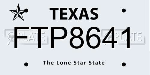 FTP8641 Texas License Plate