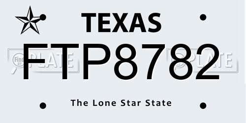 FTP8782 Texas License Plate