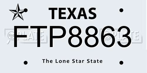 FTP8863 Texas License Plate