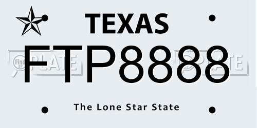 FTP8888 Texas License Plate