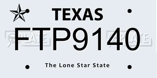 FTP9140 Texas License Plate