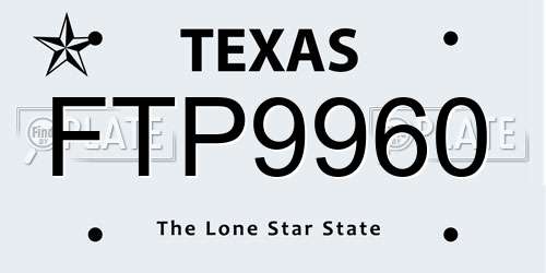 FTP9960 Texas License Plate