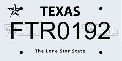 FTR0192 Texas License Plate