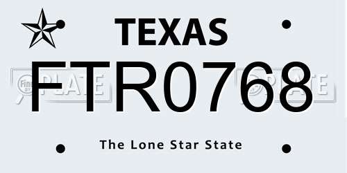 FTR0768 Texas License Plate