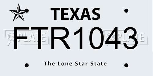 FTR1043 Texas License Plate
