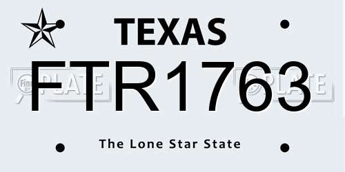 FTR1763 Texas License Plate
