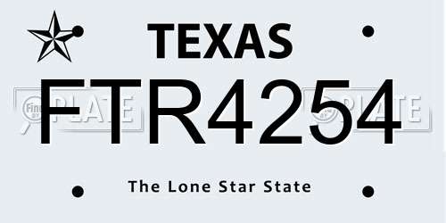 FTR4254 Texas License Plate