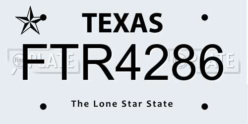 FTR4286 Texas License Plate