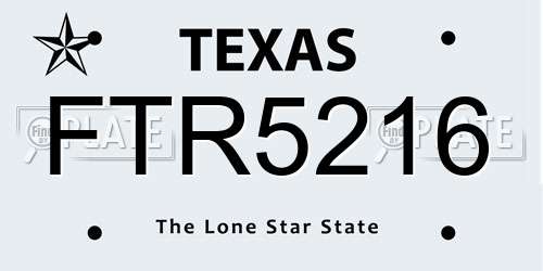 FTR5216 Texas License Plate