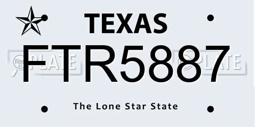 FTR5887 Texas License Plate