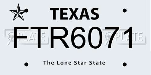 FTR6071 Texas License Plate