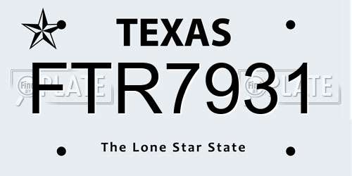 FTR7931 Texas License Plate