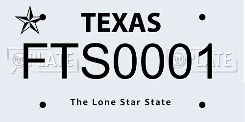 FTS0001 Texas License Plate