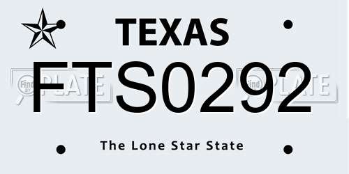 FTS0292 Texas License Plate