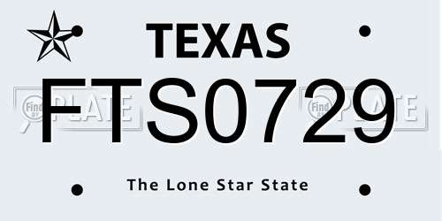 FTS0729 Texas License Plate