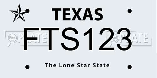 FTS123 Texas License Plate