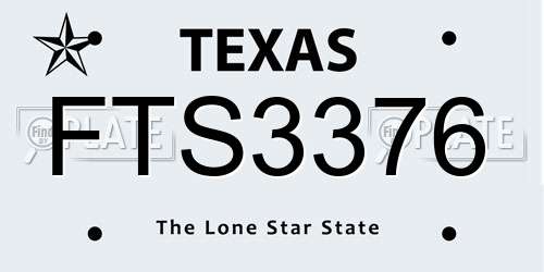 FTS3376 Texas License Plate