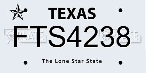 FTS4238 Texas License Plate