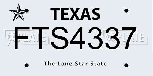 FTS4337 Texas License Plate