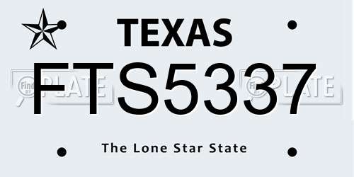 FTS5337 Texas License Plate