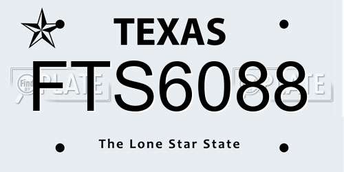 FTS6088 Texas License Plate