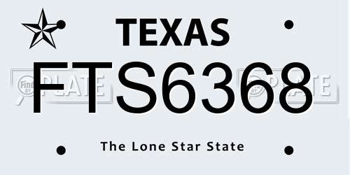 FTS6368 Texas License Plate