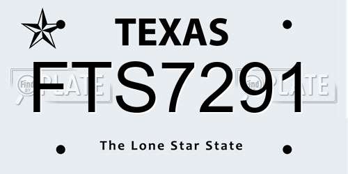 FTS7291 Texas License Plate