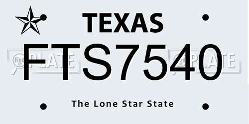 FTS7540 Texas License Plate