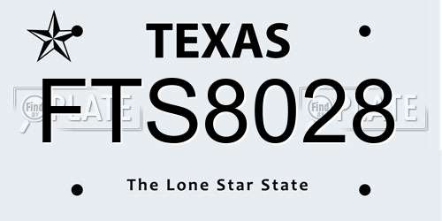 FTS8028 Texas License Plate