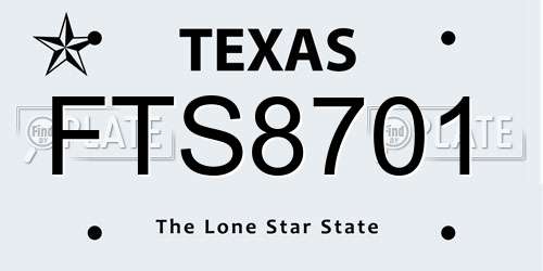 FTS8701 Texas License Plate