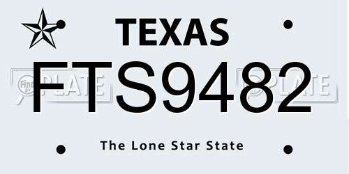 FTS9482 Texas License Plate