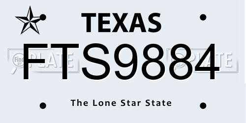 FTS9884 Texas License Plate