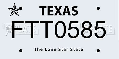 FTT0585 Texas License Plate