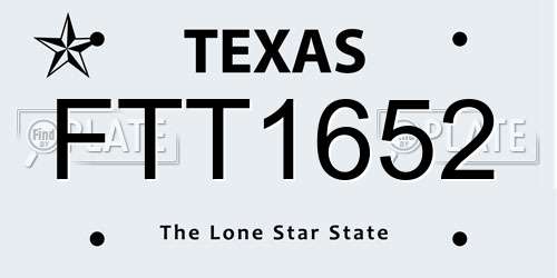 FTT1652 Texas License Plate