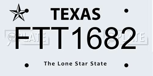 FTT1682 Texas License Plate