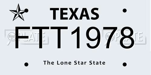 FTT1978 Texas License Plate