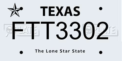 FTT3302 Texas License Plate
