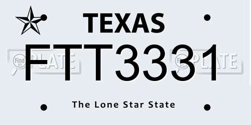 FTT3331 Texas License Plate