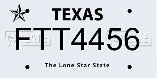 FTT4456 Texas License Plate